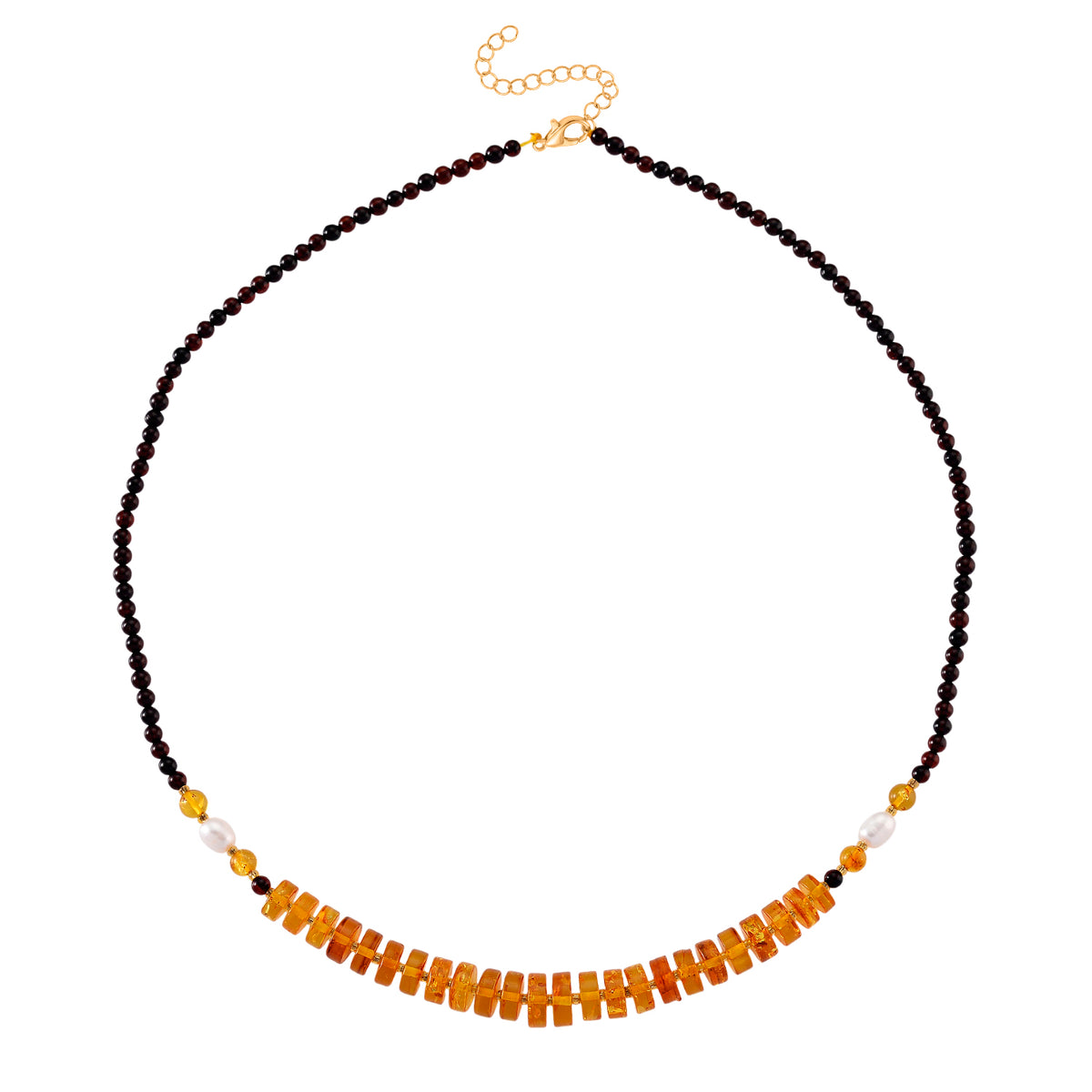 D'Joy Multi Colour Amber Necklace (Size 20-2 EXT) in Yellow Gold Plated Sterling Silver 40.00 Ct. 8426656 4