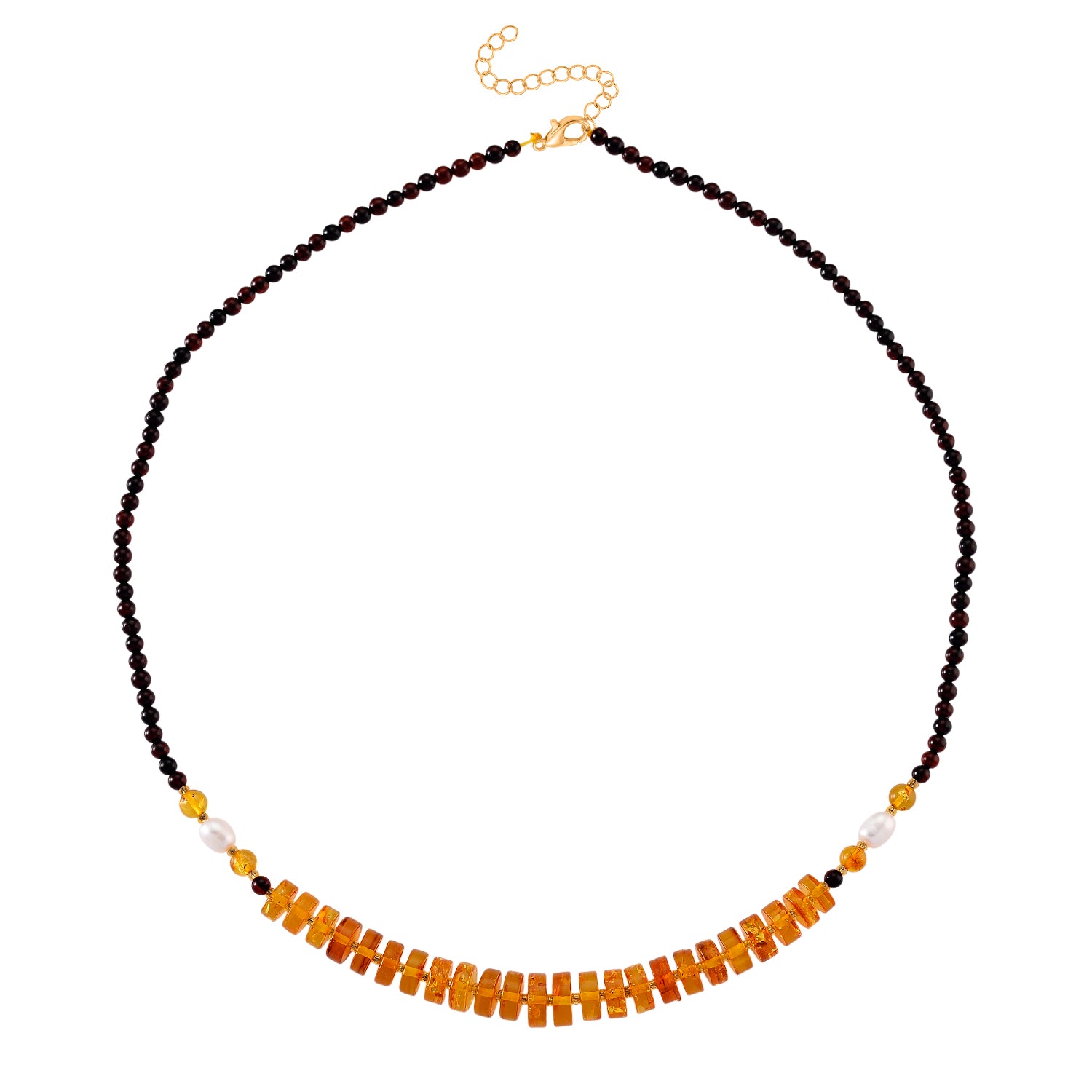 D'Joy Multi Colour Amber Necklace (Size 20-2 EXT) in Yellow Gold Plated Sterling Silver 40.00 Ct. 8426656 4