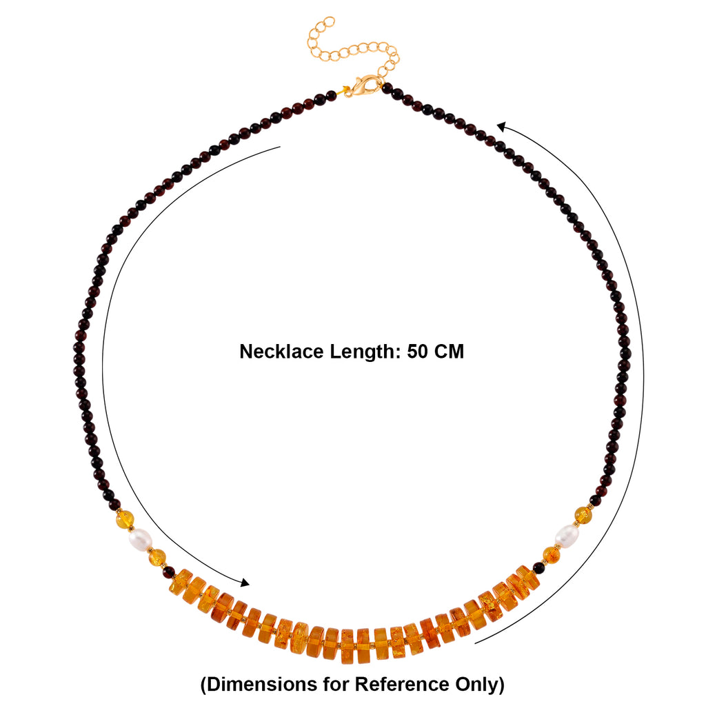 D'Joy Multi Colour Amber Necklace (Size 20+2 EXT) in Yellow Gold Plated Sterling Silver 40.00 Ct._8426656_5