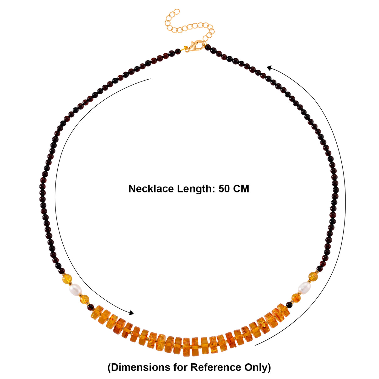 D'Joy Multi Colour Amber Necklace (Size 20-2 EXT) in Yellow Gold Plated Sterling Silver 40.00 Ct. 8426656 6
