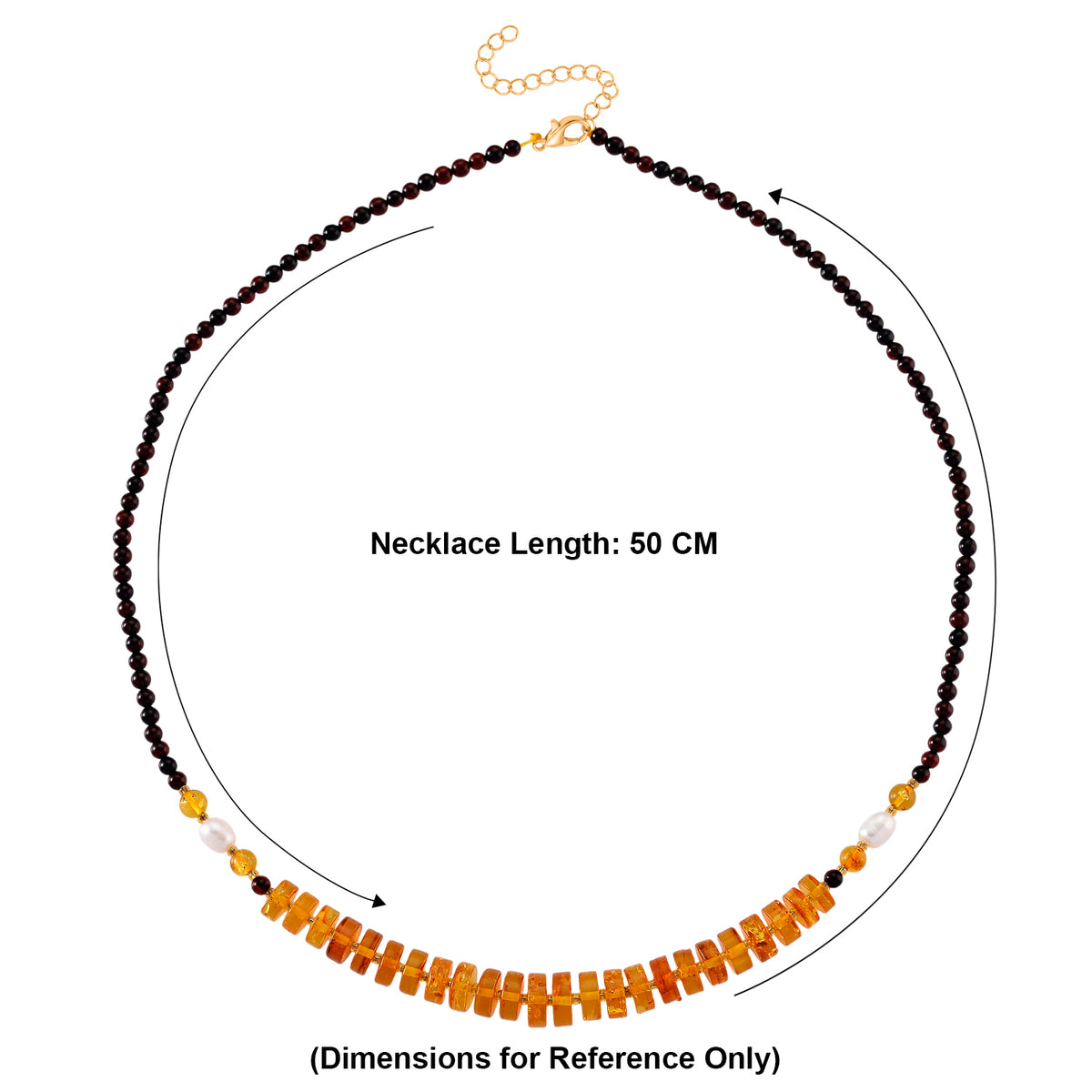 D'Joy Multi Colour Amber Necklace (Size 20-2 EXT) in Yellow Gold Plated Sterling Silver 40.00 Ct. 8426656 6