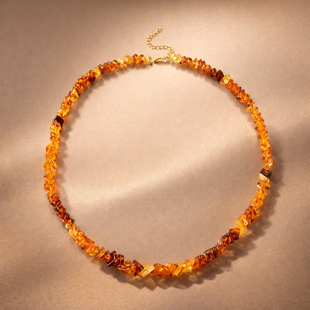 D'Joy Multi Colour Amber Beads Necklace (Size - 20+2 EXT) in Yellow Gold Plated Sterling Silver 80.00 Ct._8426658_1