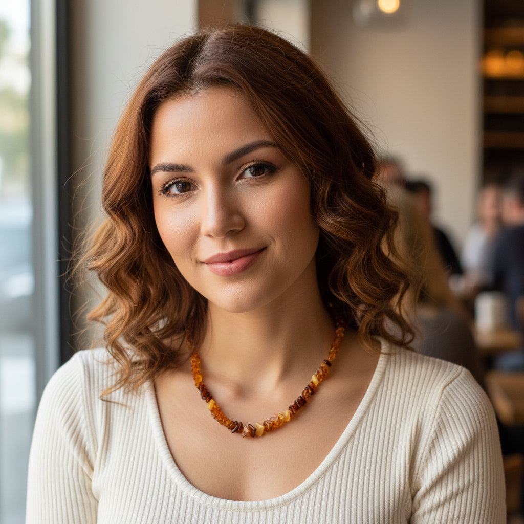 D'Joy Multi Colour Amber Beads Necklace (Size - 20-2 EXT) in Yellow Gold Plated Sterling Silver 80.00 Ct. 8426658 3