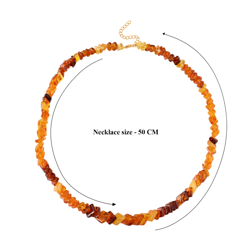 D'Joy Multi Colour Amber Beads Necklace (Size - 20+2 EXT) in Yellow Gold Plated Sterling Silver 80.00 Ct._8426658_5