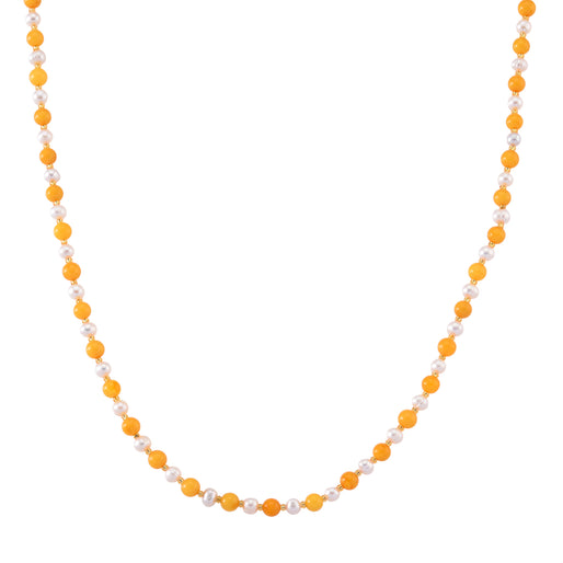 D'Joy Amber & White Fresh Water Pearl Beads Necklace (Size 20+2 EXT) in Yellow Gold Plated Sterling Silver 40.00 Ct._8426661