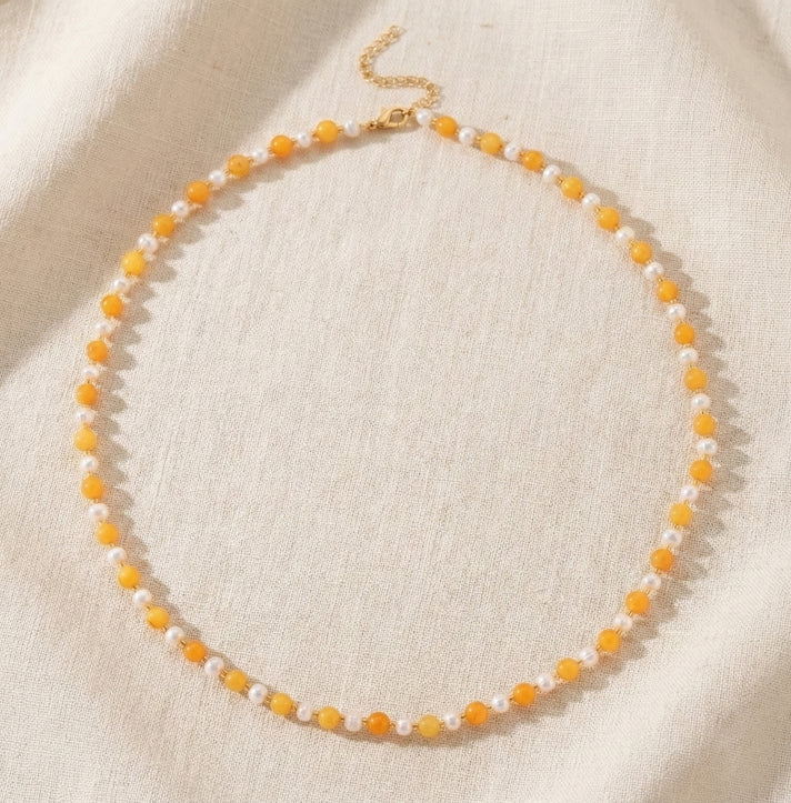 D'Joy Amber &amp; White Fresh Water Pearl Beads Necklace (Size 20+2 EXT) in Yellow Gold Plated Sterling Silver 40.00 Ct. 8426661 2