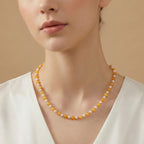 D'Joy Amber & White Fresh Water Pearl Beads Necklace (Size 20+2 EXT) in Yellow Gold Plated Sterling Silver 40.00 Ct._8426661_2