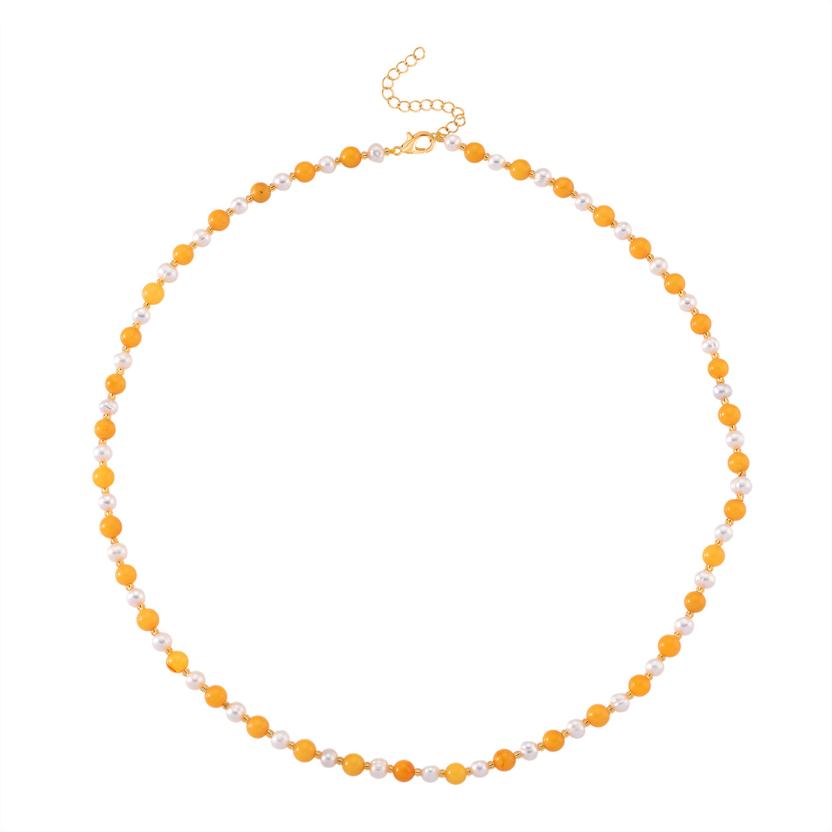 D'Joy Amber &amp; White Fresh Water Pearl Beads Necklace (Size 20+2 EXT) in Yellow Gold Plated Sterling Silver 40.00 Ct. V32519838 4