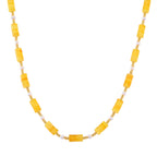 D'Joy Natural Amber  White Fresh Water Pearl Beads Necklace in Yellow Gold Plated Sterling Silver 65.00 Ct._8426663_1