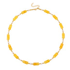 D'Joy Natural Amber  White Fresh Water Pearl Beads Necklace in Yellow Gold Plated Sterling Silver 65.00 Ct._8426663_3