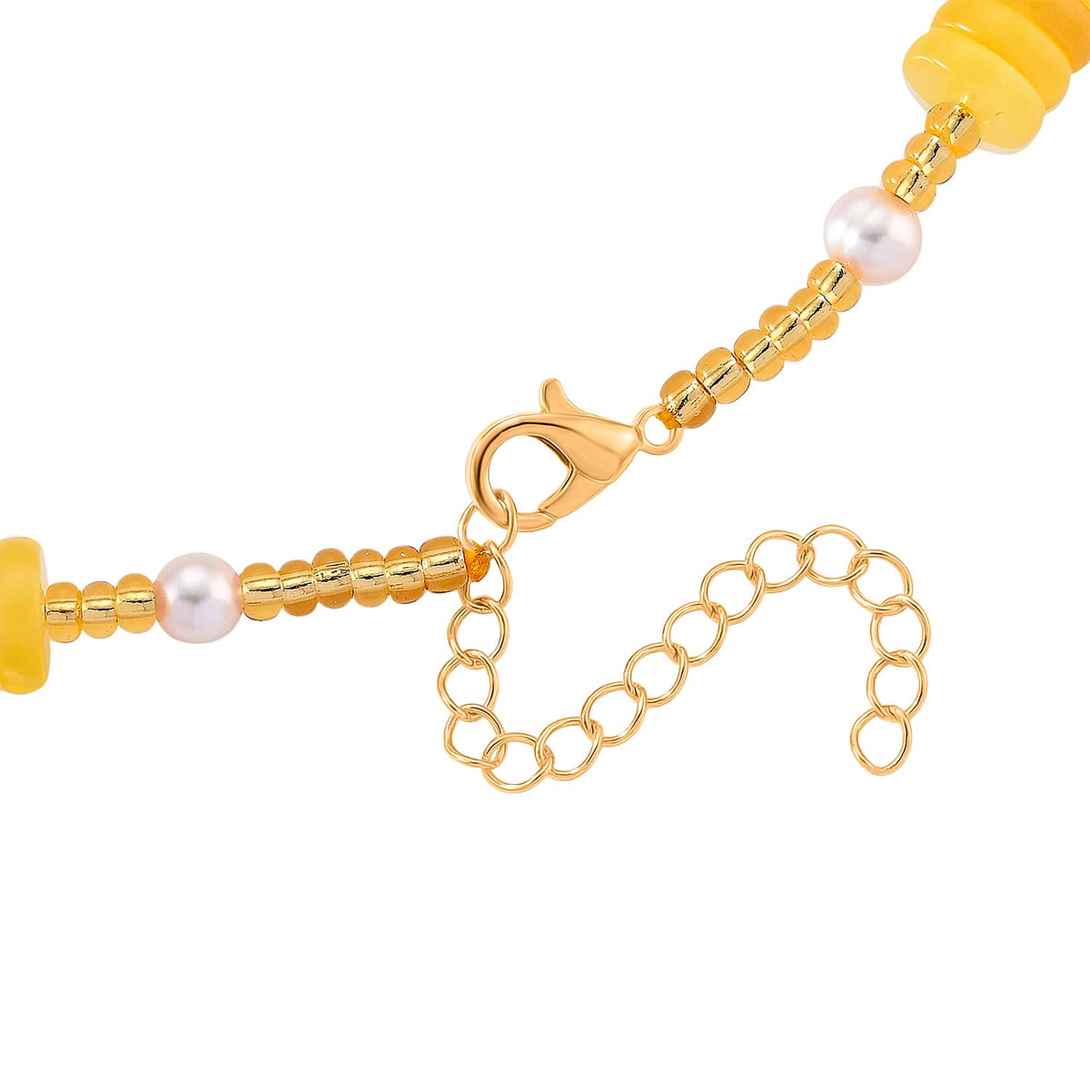 D'Joy Natural Amber  White Fresh Water Pearl Beads Necklace in Yellow Gold Plated Sterling Silver 65.00 Ct. V32514718 5