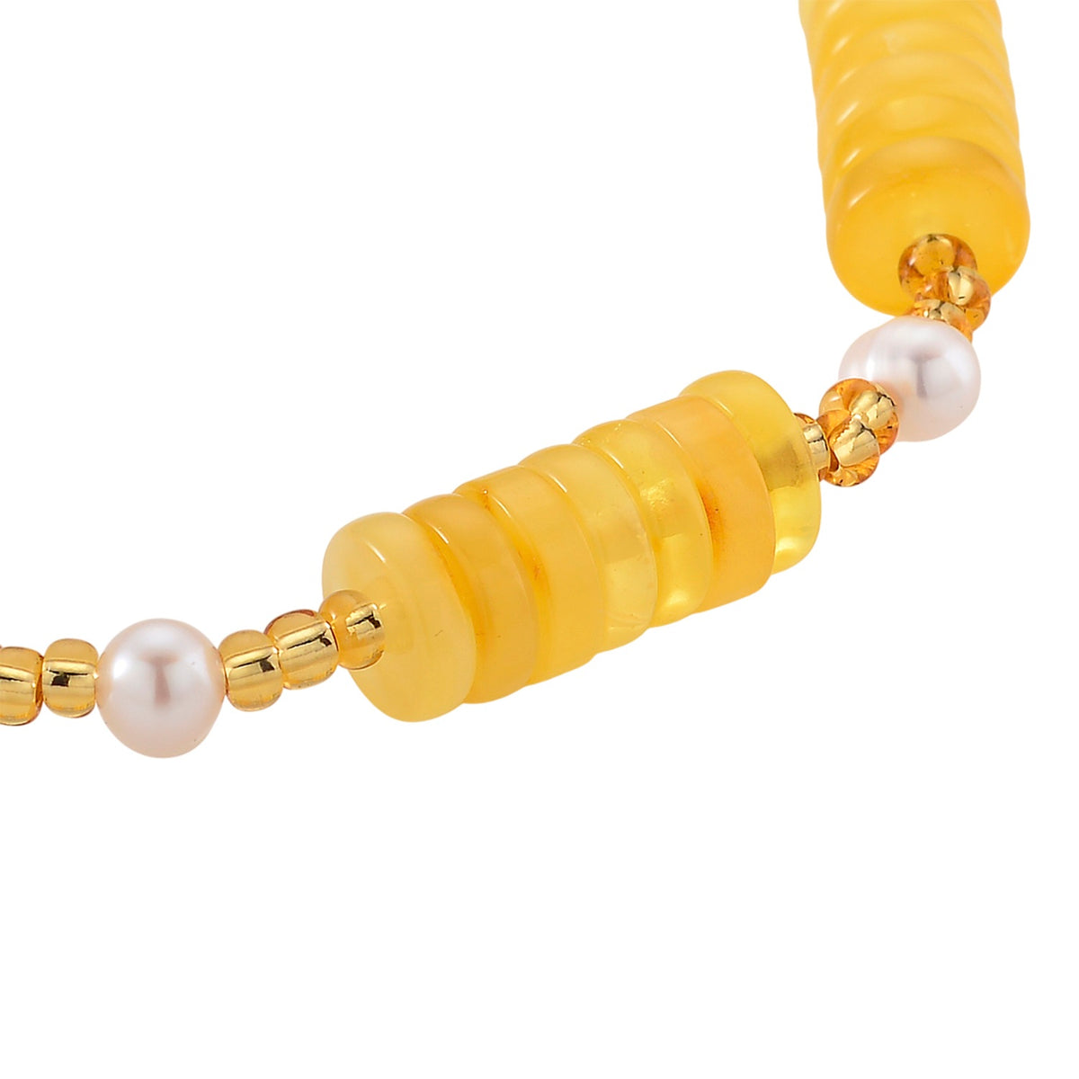 D'Joy Amber &amp; White Fresh Water Pearl Beads Bracelet (Size - 7 Stretchable) 33.00 Ct. 8426676 4