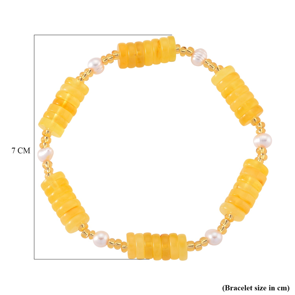 D'Joy Amber &amp; White Fresh Water Pearl Beads Bracelet (Size - 7 Stretchable) 33.00 Ct. 8426676 5