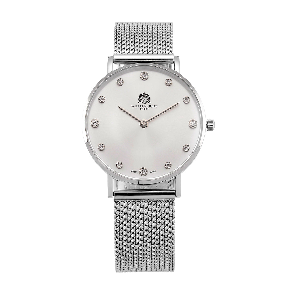WILLIAM HUNT Limited Edition 5ATM Water Resistant Moissanite Watch - 36mm Dial With Milanese Strap - White V32702674 0