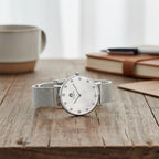 WILLIAM HUNT Limited Edition 5ATM Water Resistant Moissanite Watch - 36mm Dial With Milanese Strap - White_8426678_1