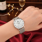 WILLIAM HUNT Limited Edition 5ATM Water Resistant Moissanite Watch - 36mm Dial With Milanese Strap - White_8426678_2