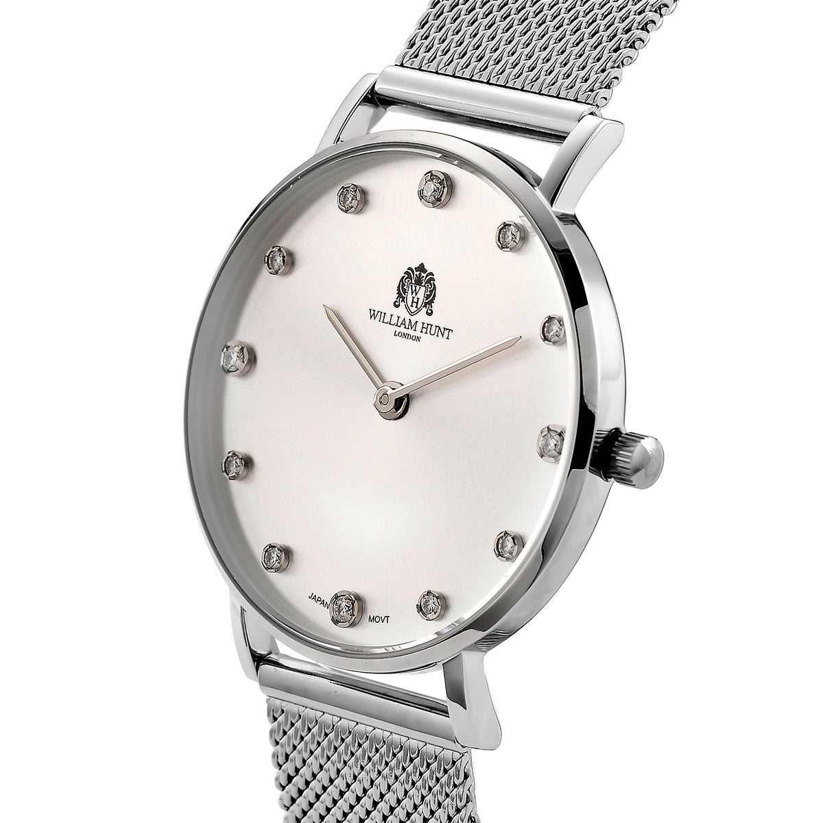 WILLIAM HUNT Limited Edition 5ATM Water Resistant Moissanite Watch - 36mm Dial With Milanese Strap - White V32702674 4