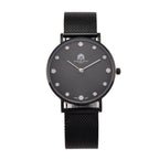 WILLIAM HUNT Limited Edition 5ATM Water Resistant Moissanite Watch - 36mm Dial With Milanese Strap - Black_8426691