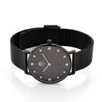 WILLIAM HUNT Limited Edition 5ATM Water Resistant Moissanite Watch - 36mm Dial With Milanese Strap - Black_8426691_4