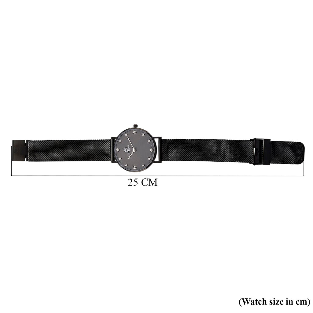 WILLIAM HUNT Limited Edition 5ATM Water Resistant Moissanite Watch - 36mm Dial With Milanese Strap - Black_8426691_8