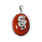 EverTrue Dyed Red Jade Fancy Pendant in Rhodium Overlay Pure Yellow Brass  23.700  Ct._8426693