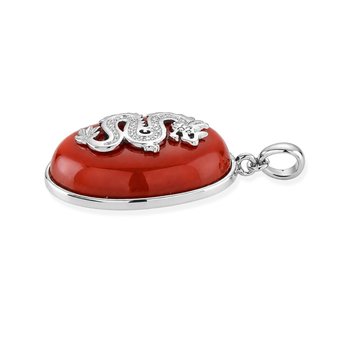 EverTrue Dyed Red Jade Fancy Pendant in Rhodium Overlay Pure Yellow Brass  23.700  Ct. 8426693 3