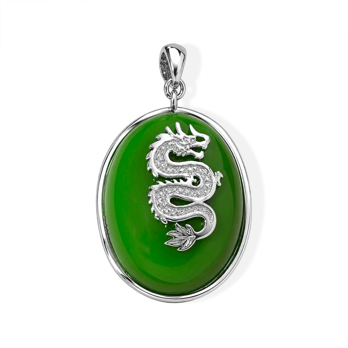 EverTrue Dyed Green Jade Fancy Pendant in Rhodium Overlay Pure Yellow Brass  23.900  Ct. 8426805 0