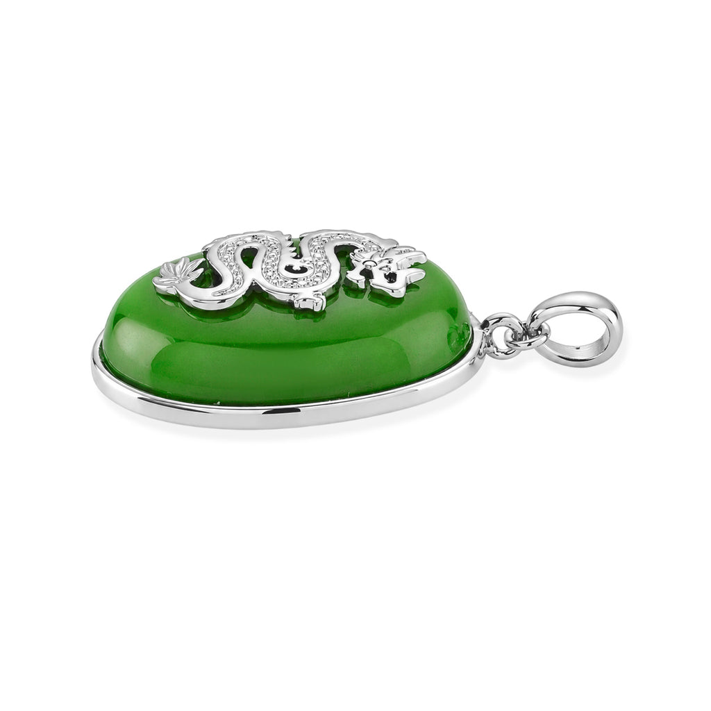 EverTrue Dyed Green Jade Fancy Pendant in Rhodium Overlay Pure Yellow Brass  23.900  Ct._8426805_3