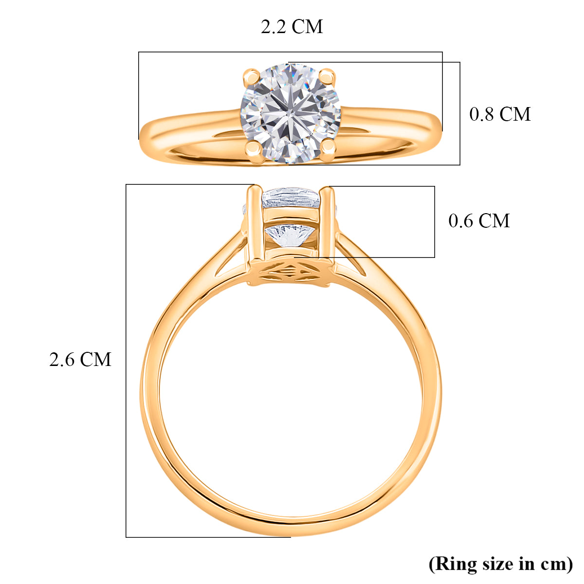 Mega Deals- Moissanite Round 6mm Solitaire Ring in Yellow Gold Tone 1.00 Ct. V32527117 6