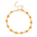 D'Joy Amber & White Fresh Water Pearl Beads Bracelet (Size - 7+2 EXT) in Yellow Gold Plated Sterling Silver 15.00 Ct._8426899