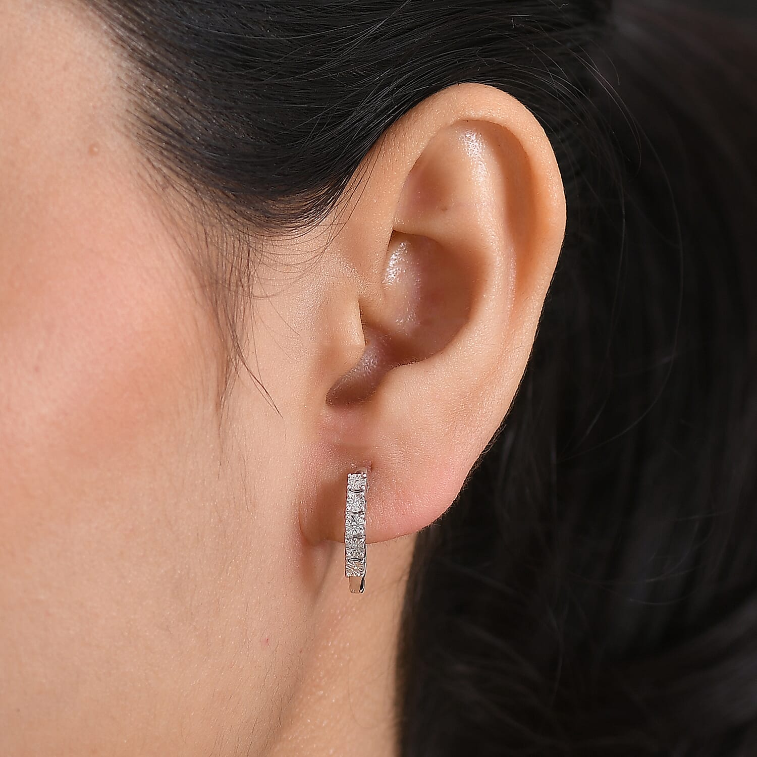 EverTrue - Natural White Diamond Hoop Earring in White Tone V32491417 2
