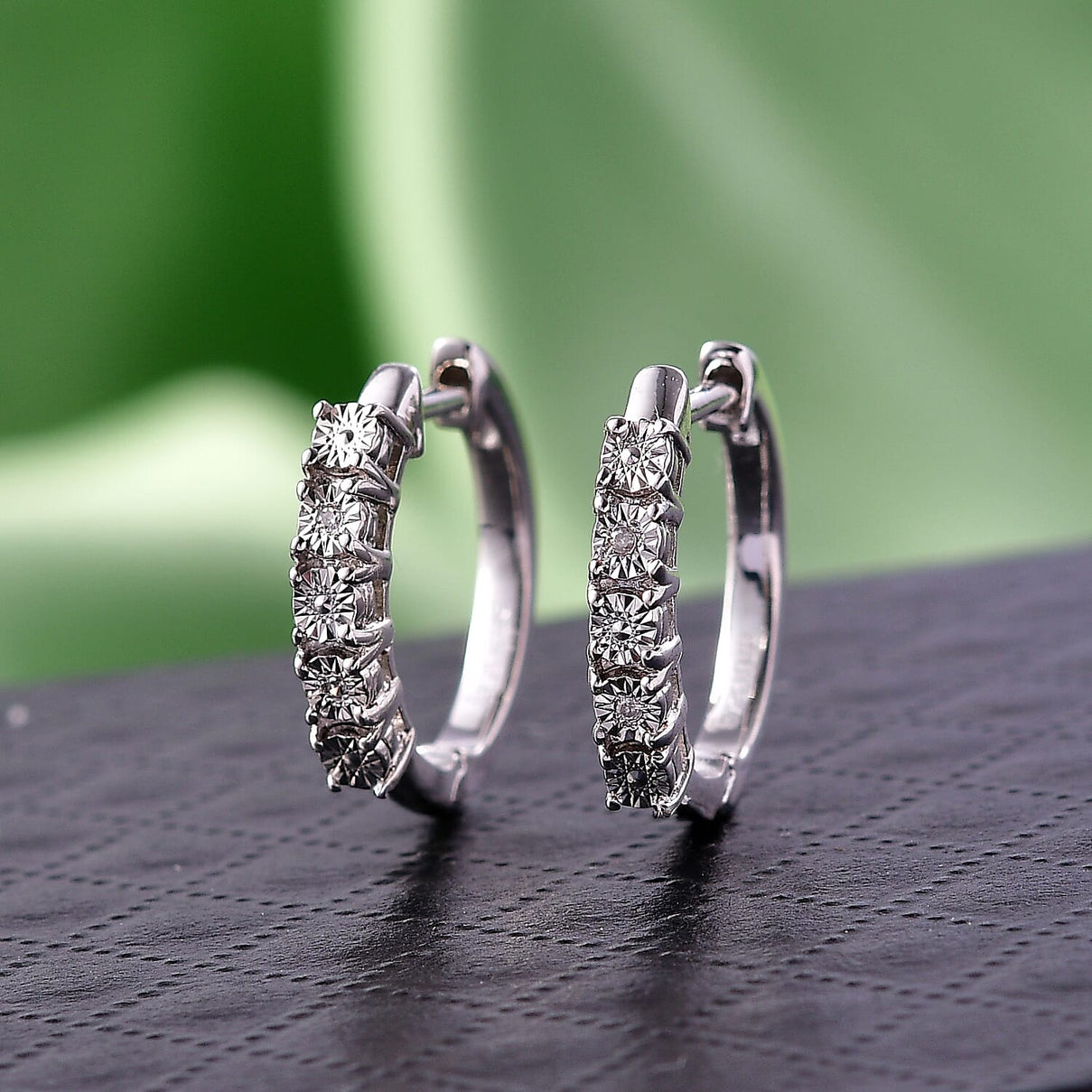 EverTrue - Natural White Diamond Hoop Earring in White Tone V32491417 3