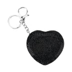 Heart Shape Elegant Sparkly Crystal Compact Mirror (7cm) - Black_8426926