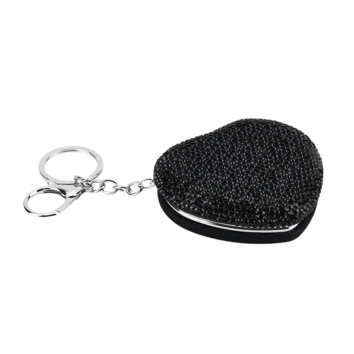 Heart Shape Elegant Sparkly Crystal Compact Mirror (7cm) - Black V32623977 5