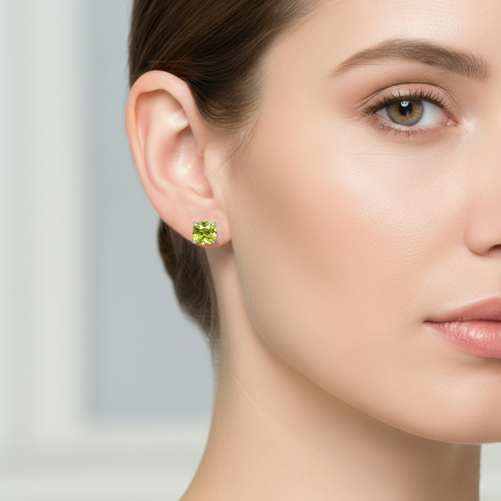 EverTrue Peridot Solitaire Stud Earring with Push Back in White Tone 2.28 Ct._8426939_1