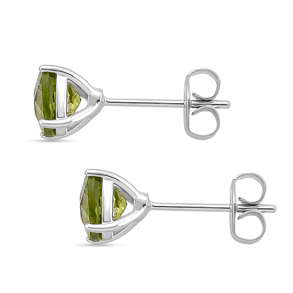 EverTrue Peridot Solitaire Stud Earring with Push Back in White Tone 2.28 Ct._8426939_3