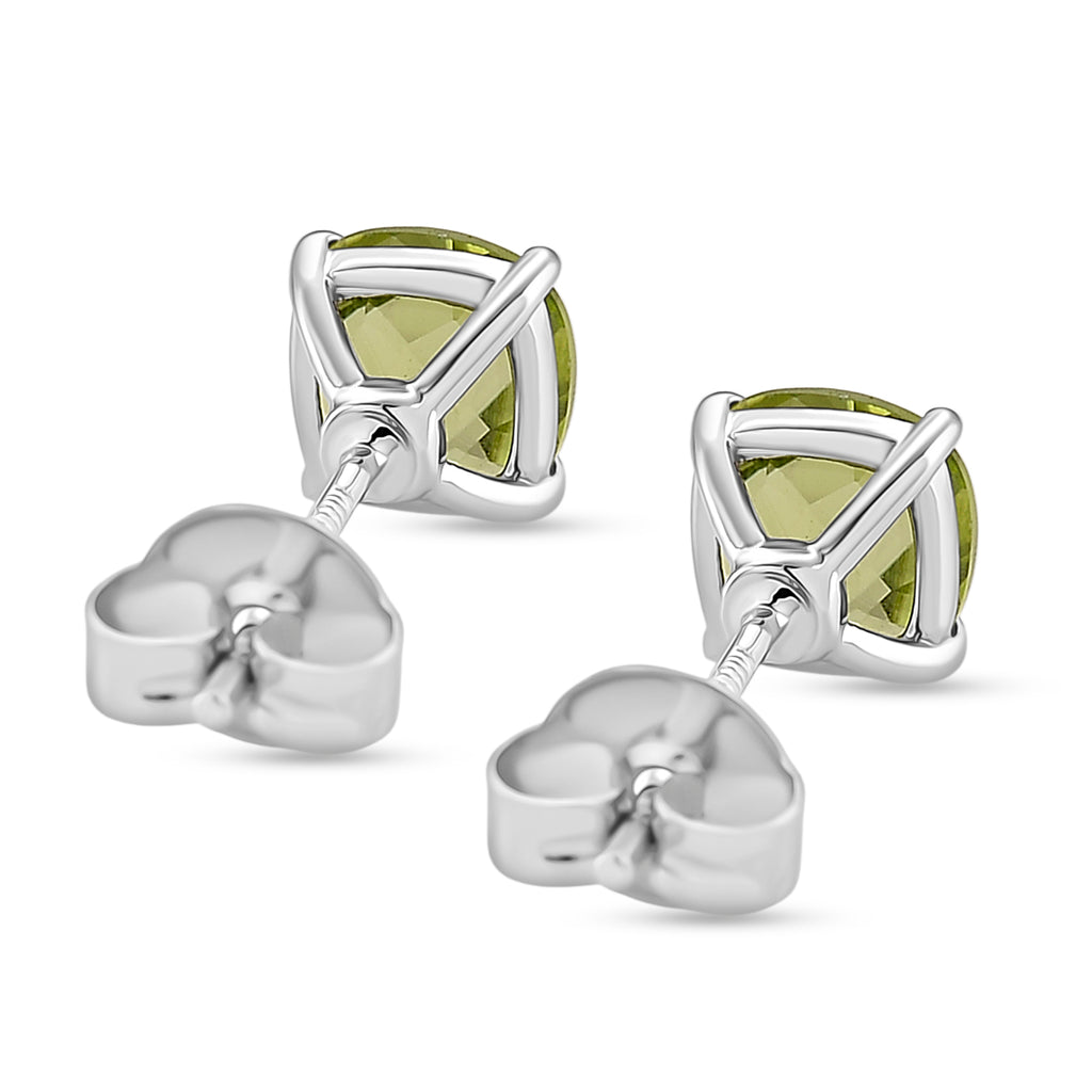 EverTrue Peridot Solitaire Stud Earring with Push Back in White Tone 2.28 Ct._8426939_4
