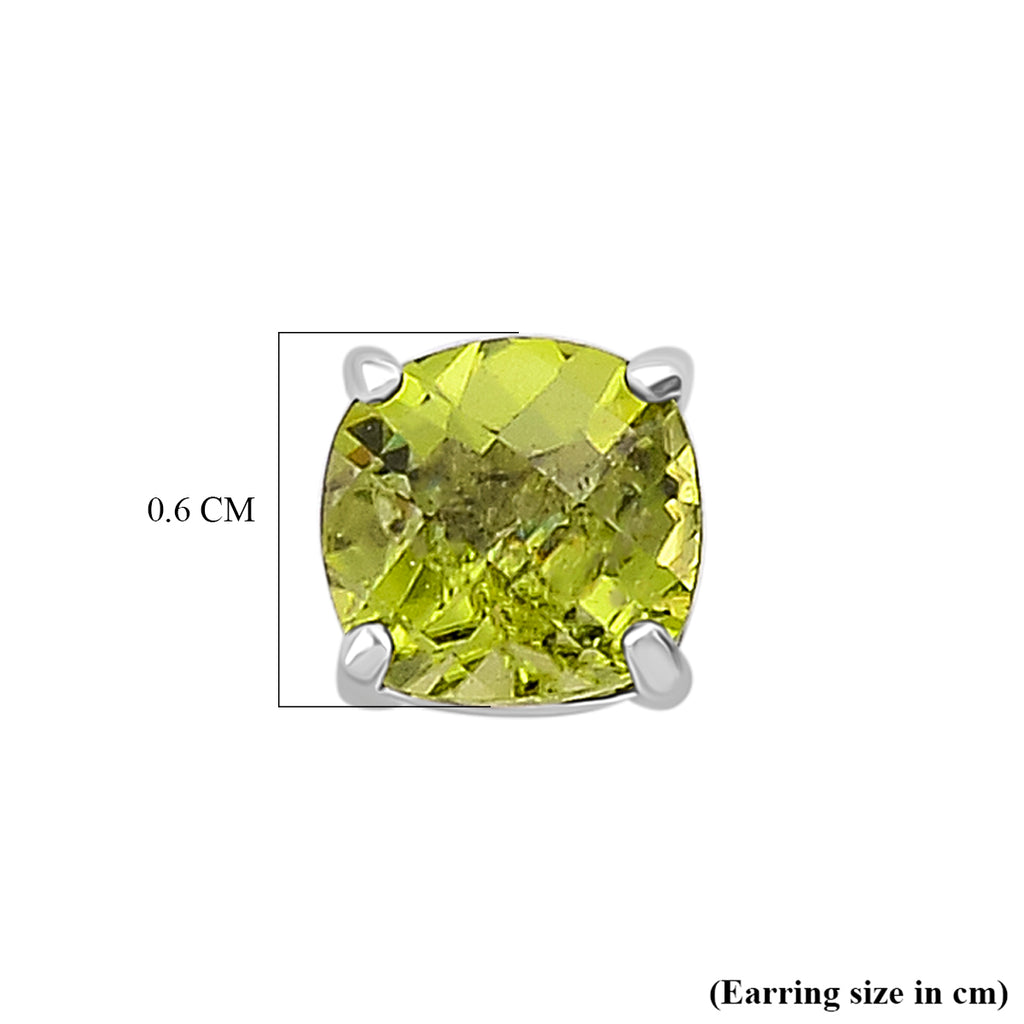 EverTrue Peridot Solitaire Stud Earring with Push Back in White Tone 2.28 Ct._8426939_5