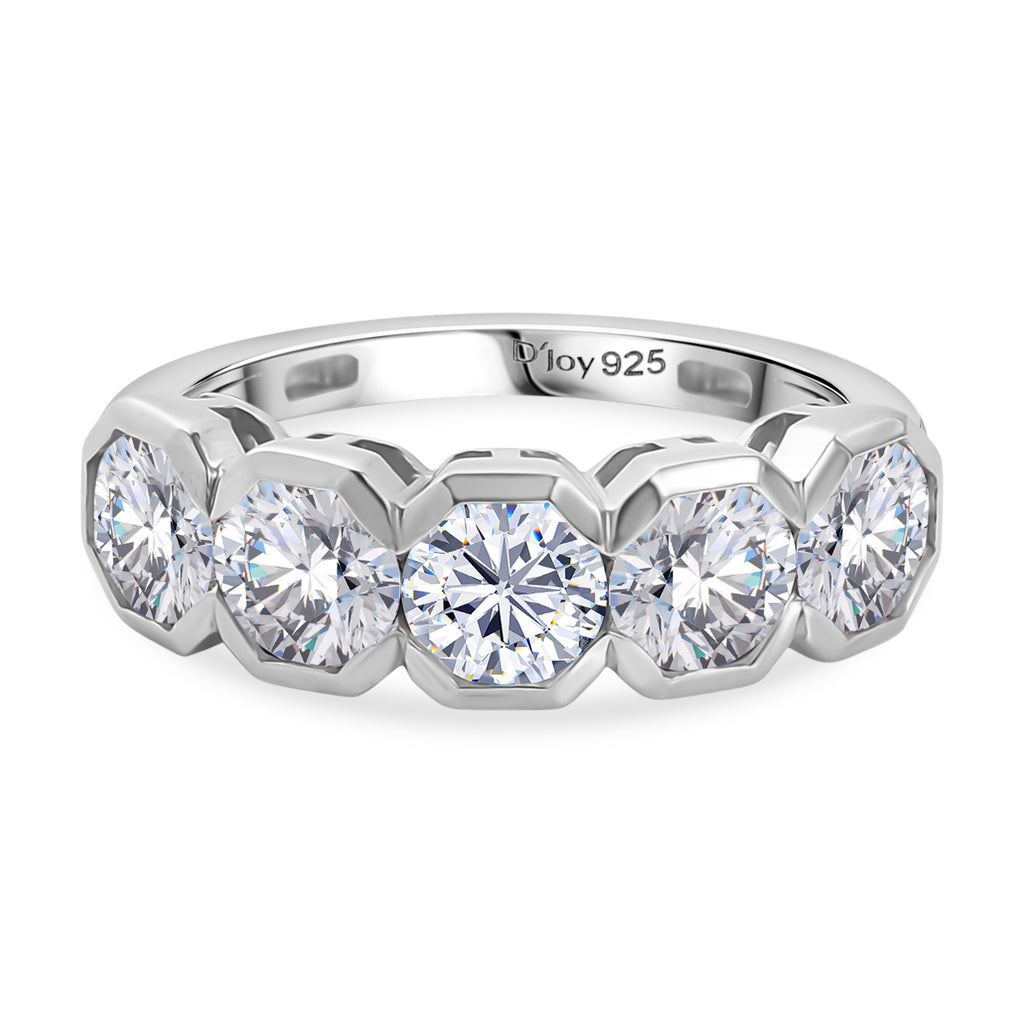 Royal Bali Collection - D'Joy Moissanite 5 Stone Ring in Platinum Overlay Sterling Silver 2.30 Ct._8427182