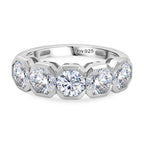 Royal Bali Collection - D'Joy Moissanite 5 Stone Ring in Platinum Overlay Sterling Silver 2.30 Ct._8427182