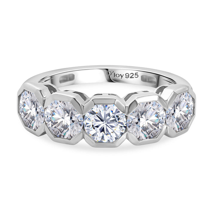 D'Joy Moissanite 5-Stone Ring in Platinum Overlay Sterling Silver 2.30 Ct. 8427182 1