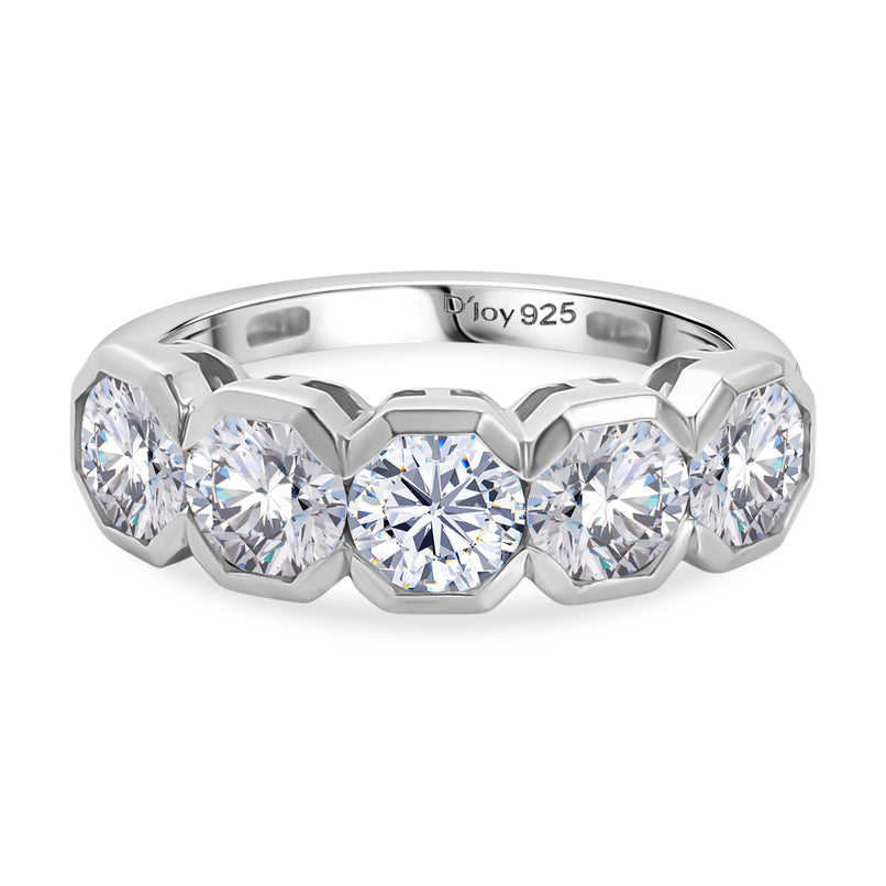 Royal Bali Collection - D'Joy Moissanite 5 Stone Ring in Platinum Overlay Sterling Silver 2.30 Ct._8427182