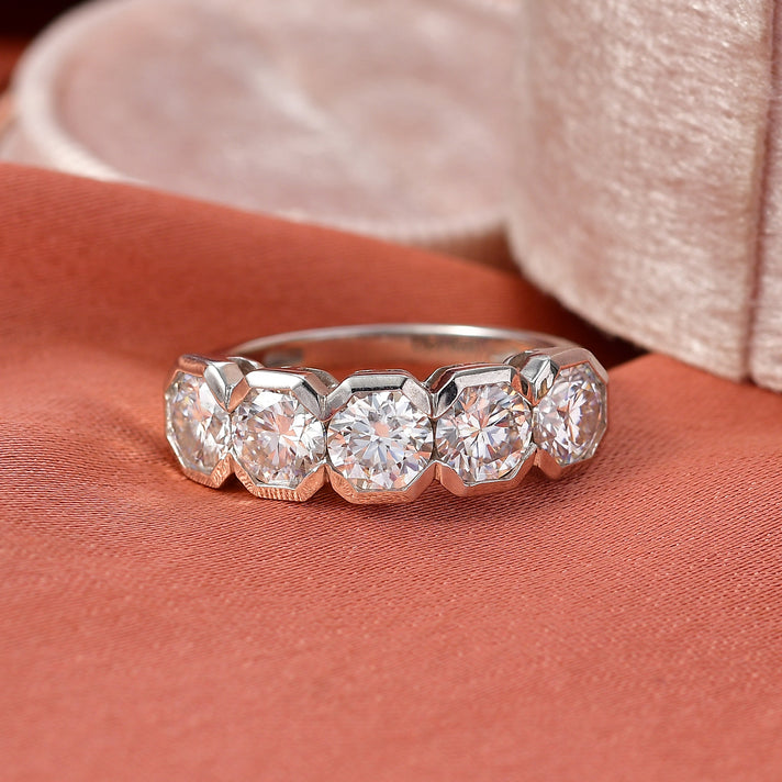 D'Joy Moissanite 5-Stone Ring in Platinum Overlay Sterling Silver 2.30 Ct. 8427182 2