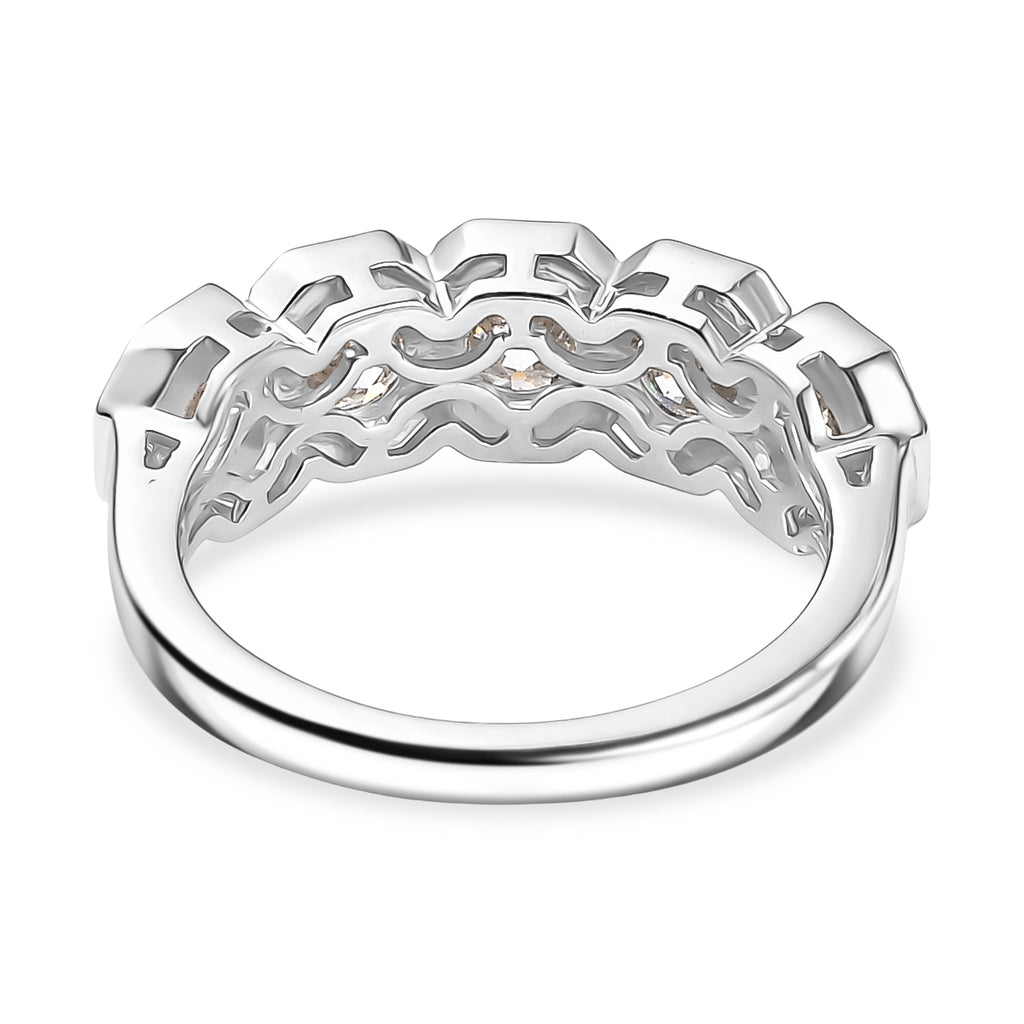 Royal Bali Collection - D'Joy Moissanite 5 Stone Ring in Platinum Overlay Sterling Silver 2.30 Ct._8427182_4