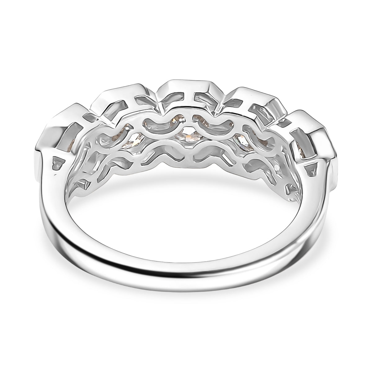 D'Joy Moissanite 5-Stone Ring in Platinum Overlay Sterling Silver 2.30 Ct. 8427182 5