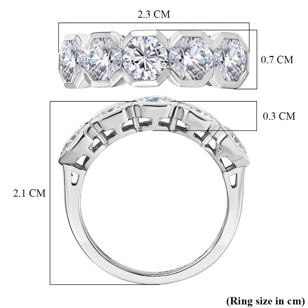 Royal Bali Collection - D'Joy Moissanite 5 Stone Ring in Platinum Overlay Sterling Silver 2.30 Ct._8427182_5