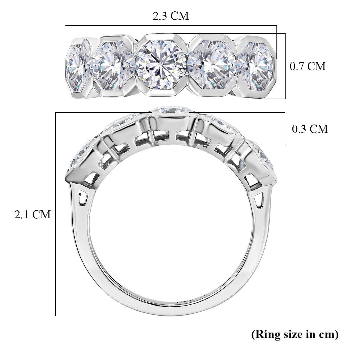 D'Joy Moissanite 5-Stone Ring in Platinum Overlay Sterling Silver 2.30 Ct. 8427182 6