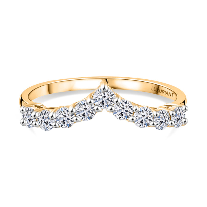 LUXURIANT Lab Grown Diamond Wishbone Ring in 18K Vermeil Yellow Gold Plated Sterling Silver (SI-GH) 8427222 1