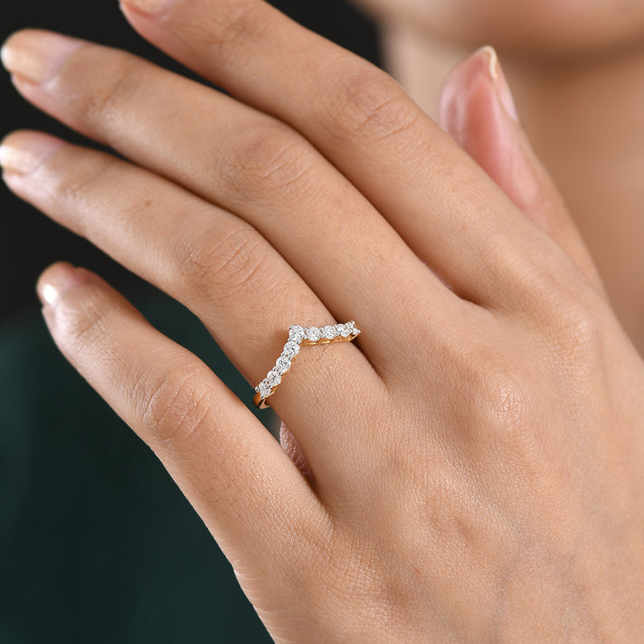 LUXURIANT Lab Grown Diamond Wishbone Ring in 18K Vermeil Yellow Gold Plated Sterling Silver (SI-GH) 8427222 2