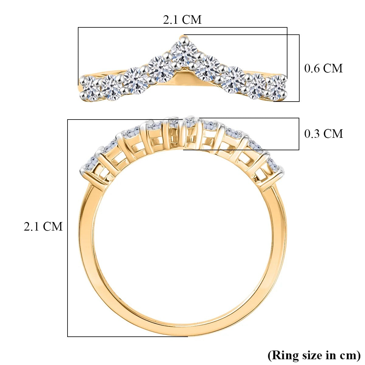 LUXURIANT Lab Grown Diamond Wishbone Ring in 18K Vermeil Yellow Gold Plated Sterling Silver (SI-GH) 8427222 7